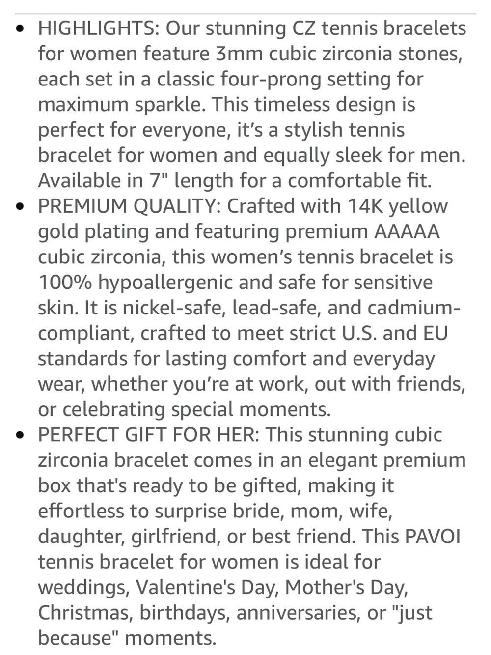 14K Gold Plated Tennis Bracelet w/ CZ stones - Picture 6 of 8